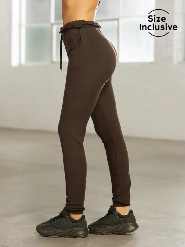 Ruffle Waist Jogger Sweatpants sold by COMMENSE