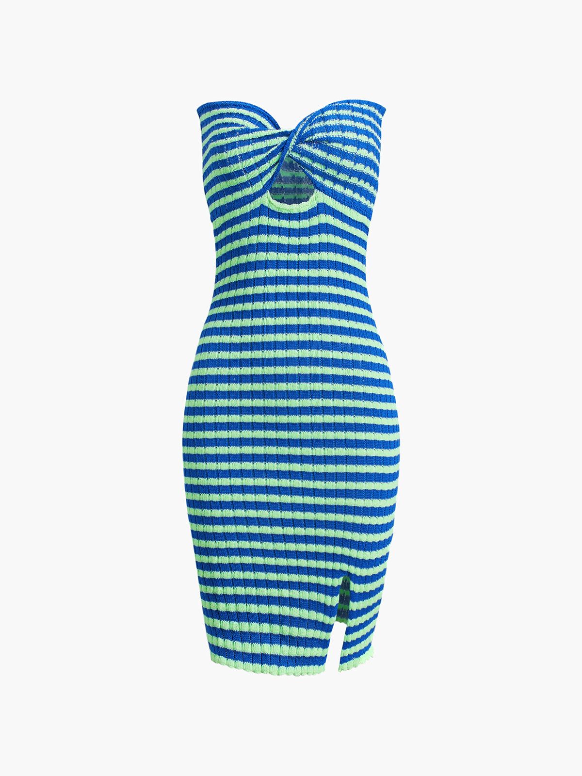 Front Twist Keyhole Bodycon Knit Strapless Tube Midi Dress sold by COMMENSE