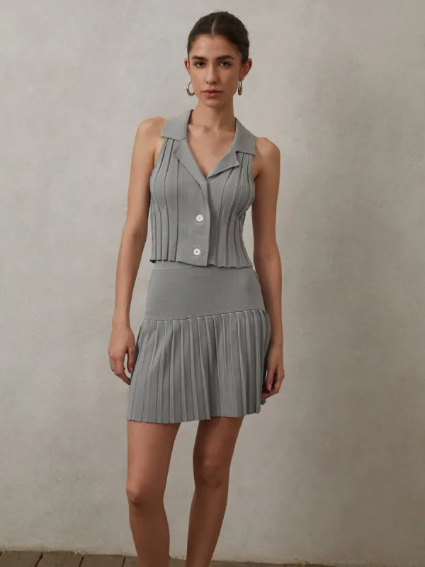 Effortlessly Pleated Knit Mini Skirt sold by COMMENSE