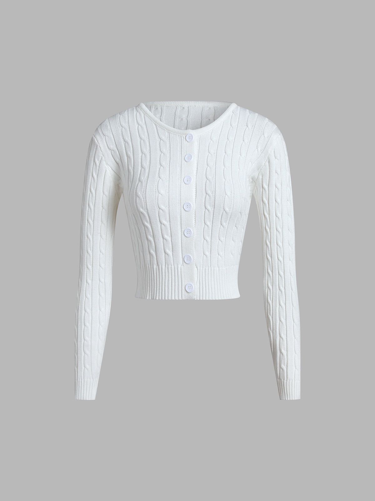 Textured Button Up Cropped Cardigan sold by COMMENSE product image thumbnail 7