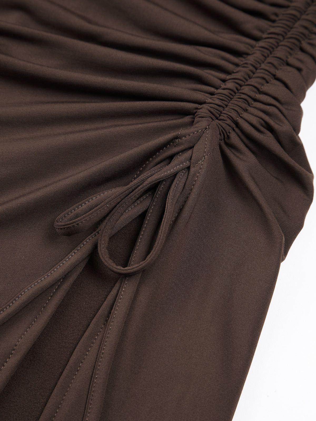 Halter Neck Ruched Drawstring Slit Midi Dress sold by COMMENSE product image thumbnail 2