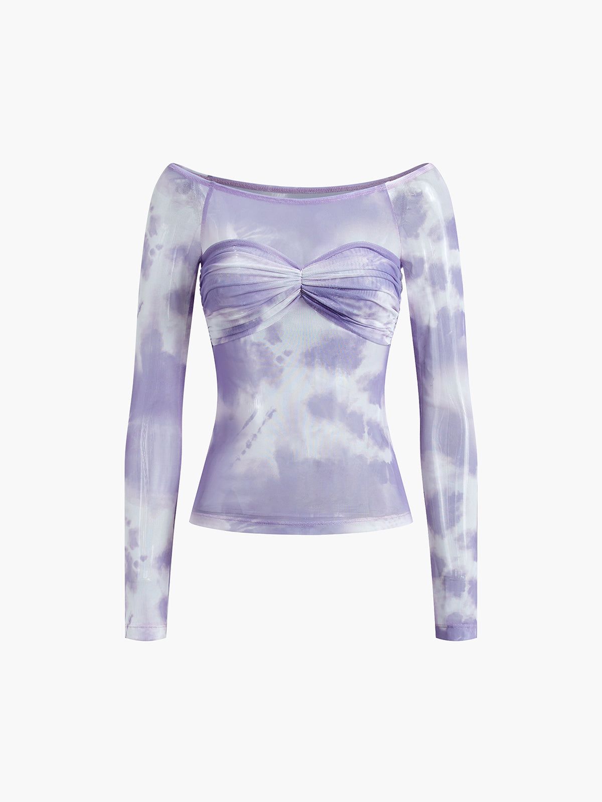Tie Dye Off Shoulder Mesh Shirt sold by COMMENSE product image thumbnail 3