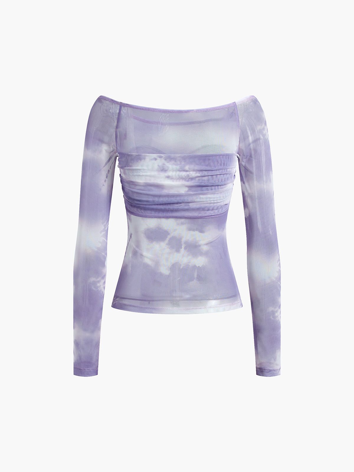 Tie Dye Off Shoulder Mesh Shirt sold by COMMENSE product image thumbnail 4