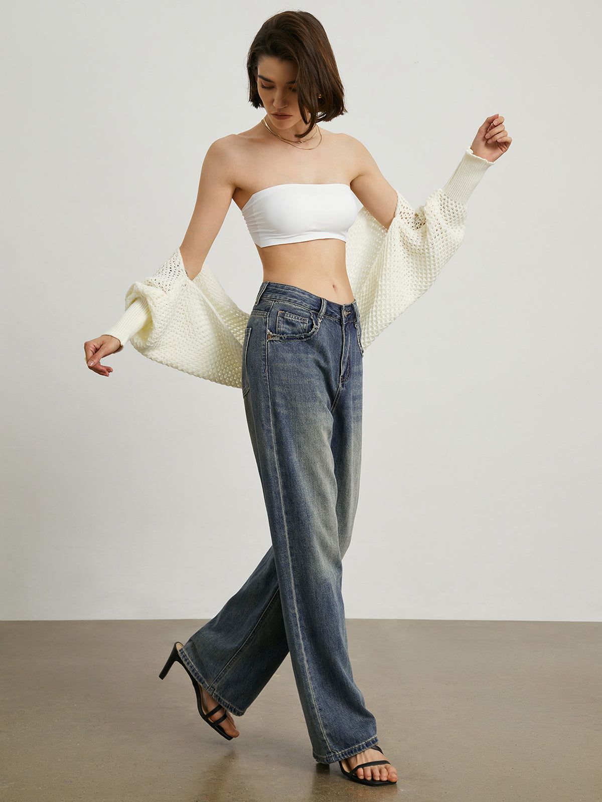 Minimalist Cotton Wide Leg Jeans sold by COMMENSE product image thumbnail 4