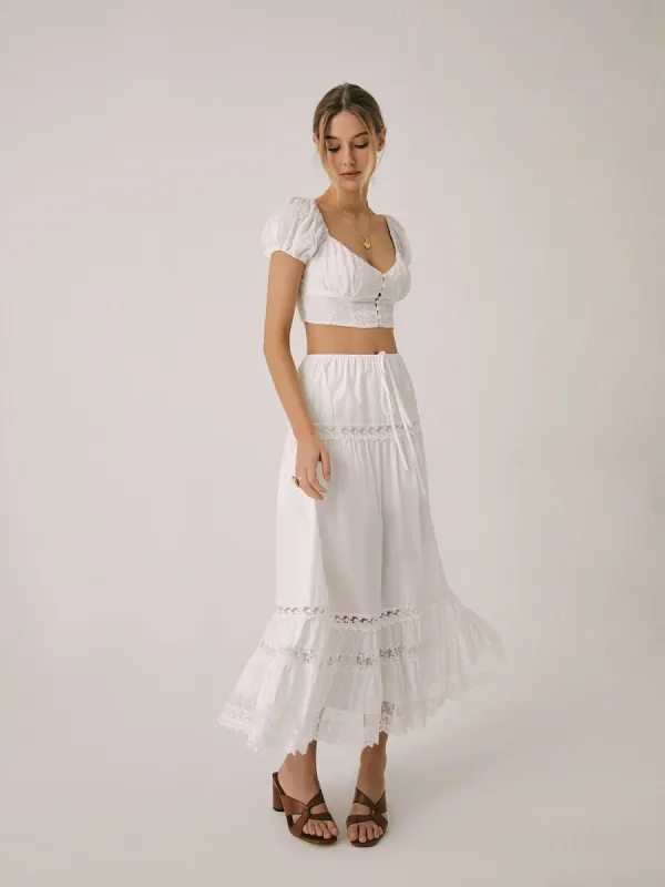 Solid Cotton Drawstring Elegant Maxi Skirt sold by COMMENSE