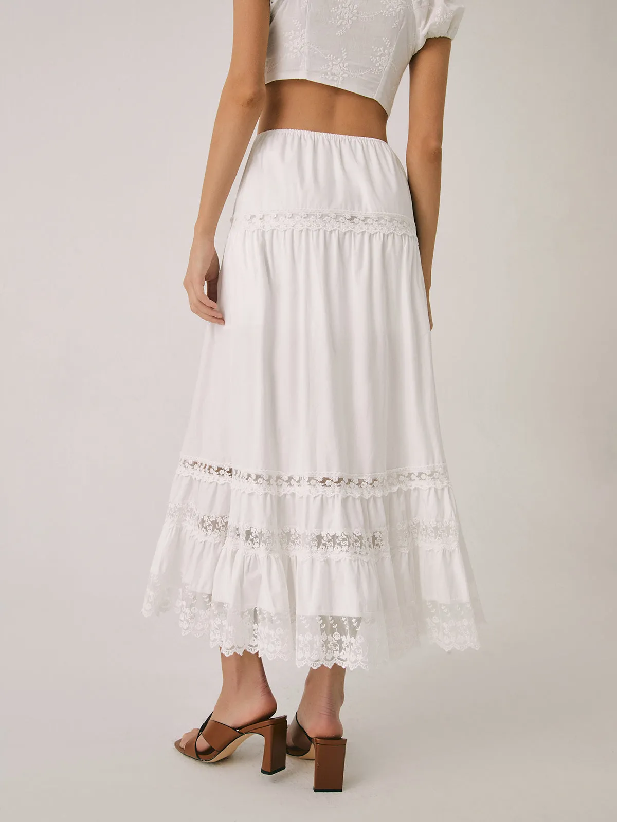 Solid Cotton Drawstring Elegant Maxi Skirt sold by COMMENSE product image thumbnail 2