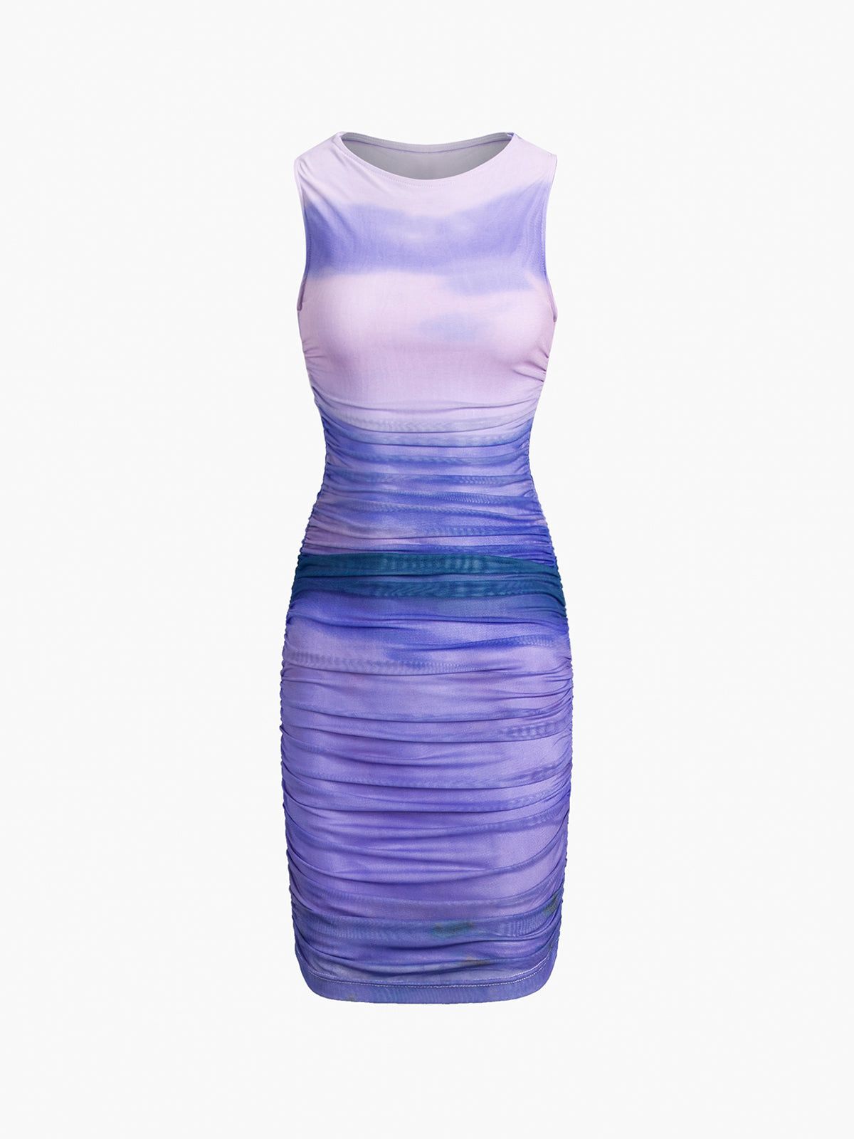 Lavender Lake Mesh Ruched Midi Dress sold by COMMENSE