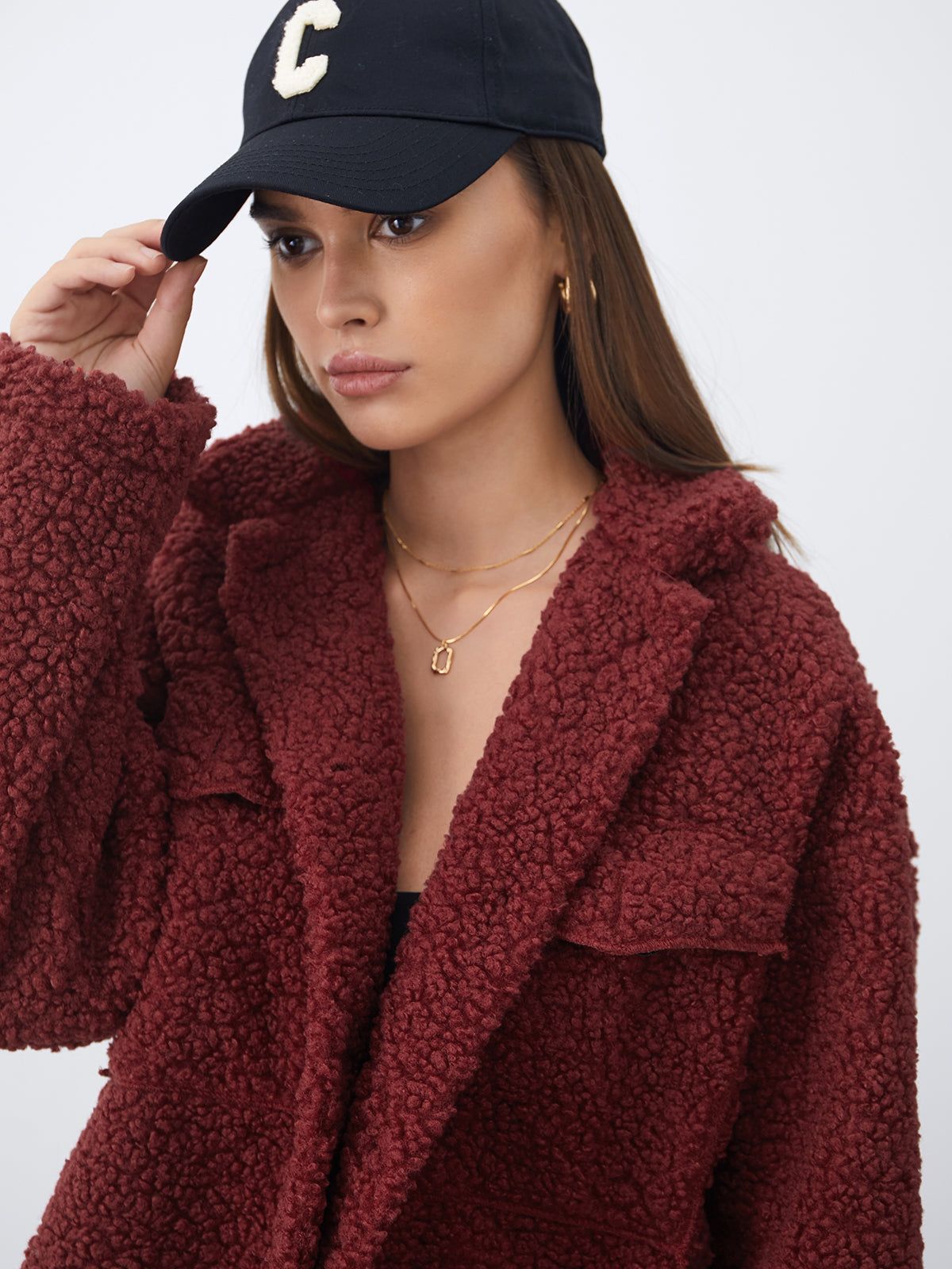 Button Front Teddy Sherpa Jacket sold by COMMENSE product image thumbnail 2