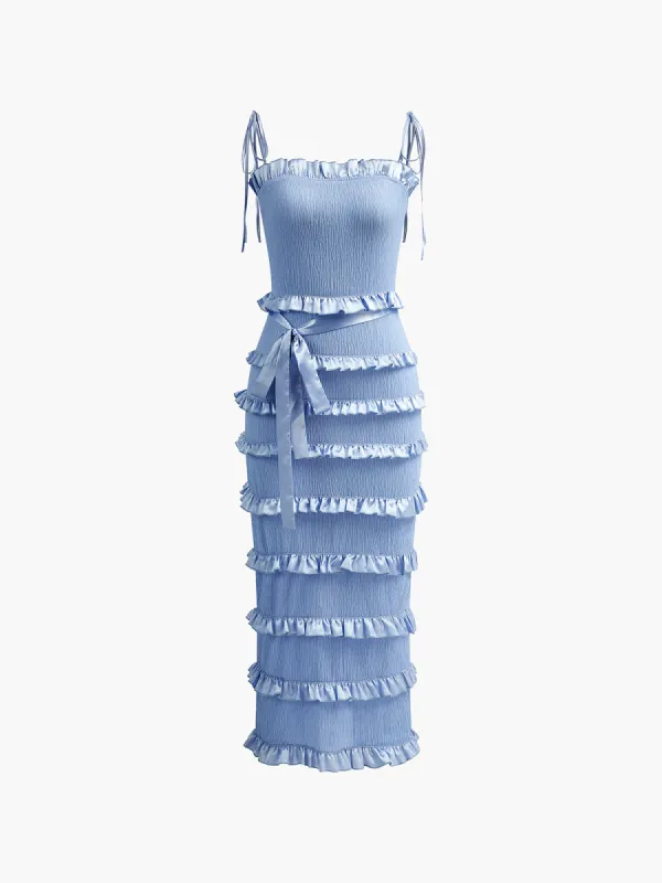 Lettuce Trim Knotted Cami Midi Dress sold by COMMENSE