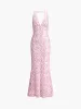 Cherry Blossom Halter Backless Long Dress sold by COMMENSE