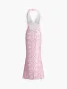 Cherry Blossom Halter Backless Long Dress sold by COMMENSE