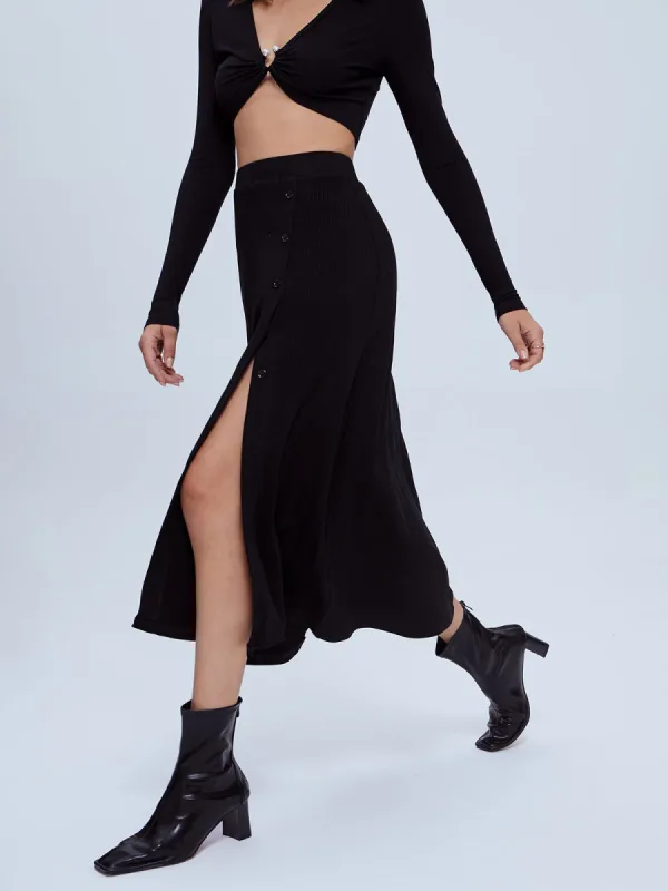 Flowy A Line Slit Midi Skirt sold by COMMENSE