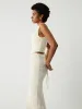 Cream Floral Lace Tie Back Crop Corset Top sold by COMMENSE