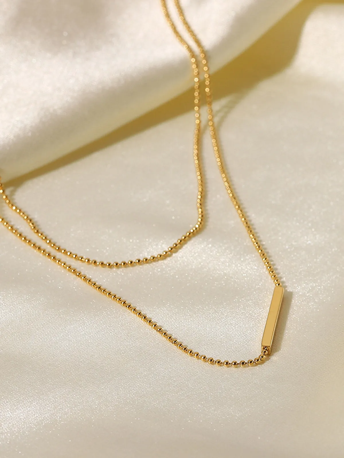 Double Layer Golden Drop Necklace sold by COMMENSE product image thumbnail 4