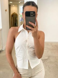 Boho Tied Halter Open Back Crop Top sold by COMMENSE