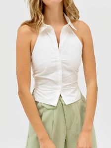 Boho Tied Halter Open Back Crop Top sold by COMMENSE