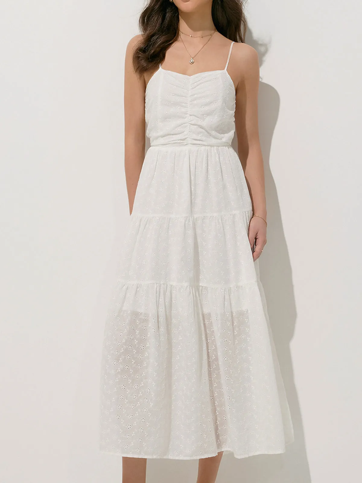 Embroidery Backless Cami Midi Dress sold by COMMENSE product image thumbnail 2