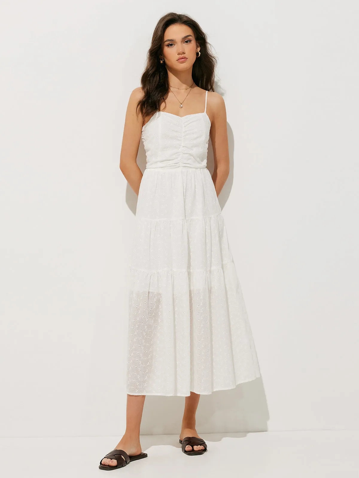 Embroidery Backless Cami Midi Dress sold by COMMENSE product image thumbnail 3