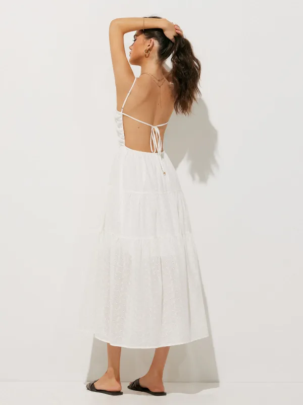 Embroidery Backless Cami Midi Dress sold by COMMENSE