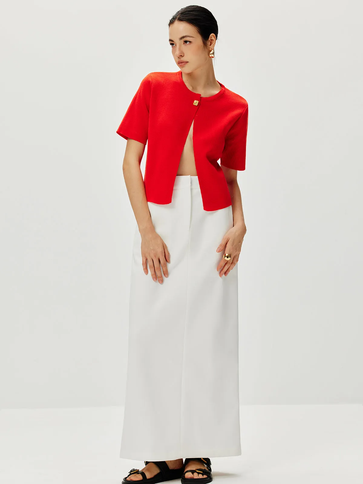 Short Sleeve Button Knit Top sold by COMMENSE product image thumbnail 4