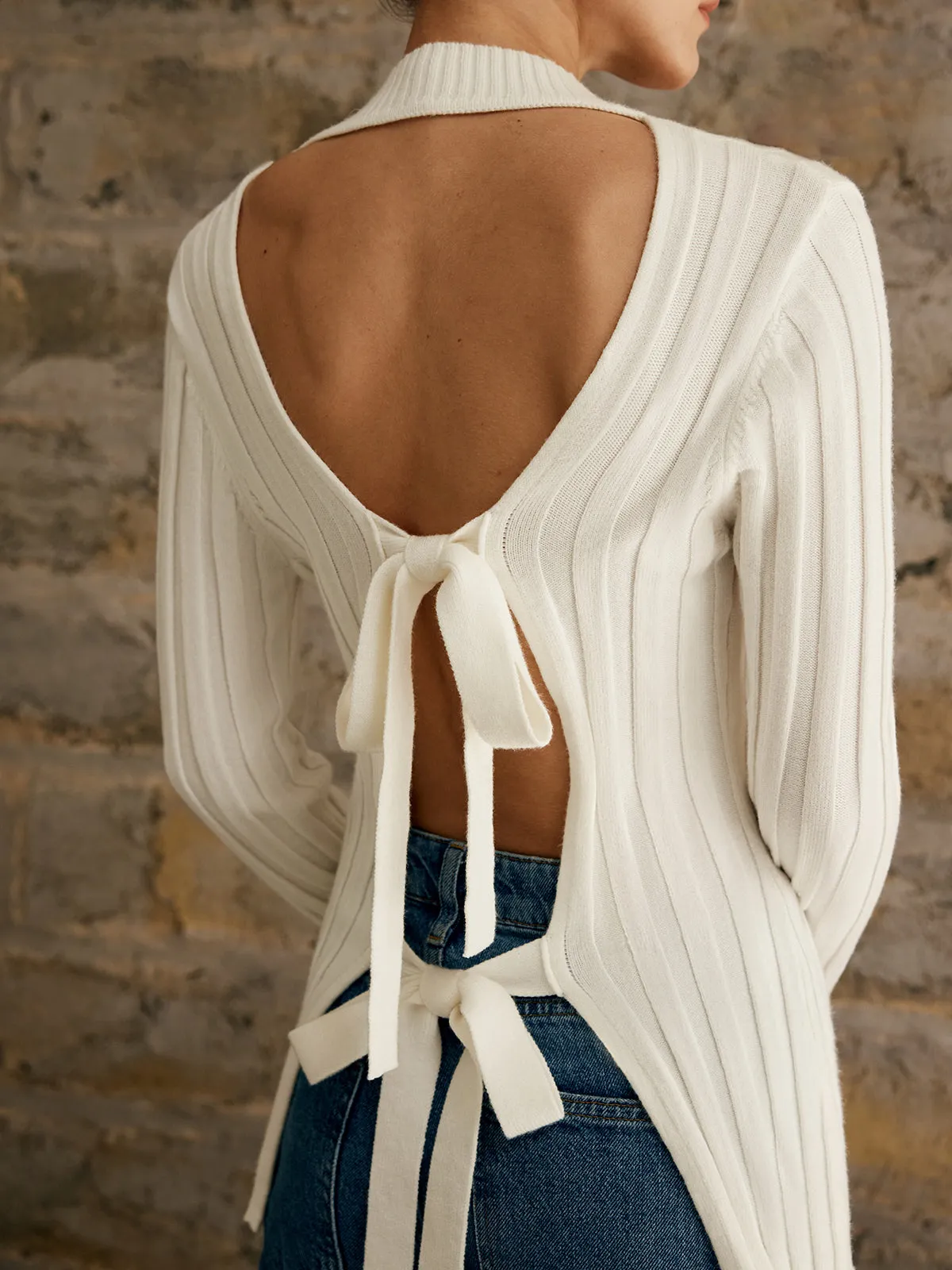 Tie Open Back Knit Top sold by COMMENSE product image thumbnail 3