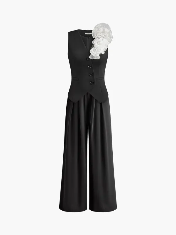 Pleated Zipper Wide Leg Pants sold by COMMENSE