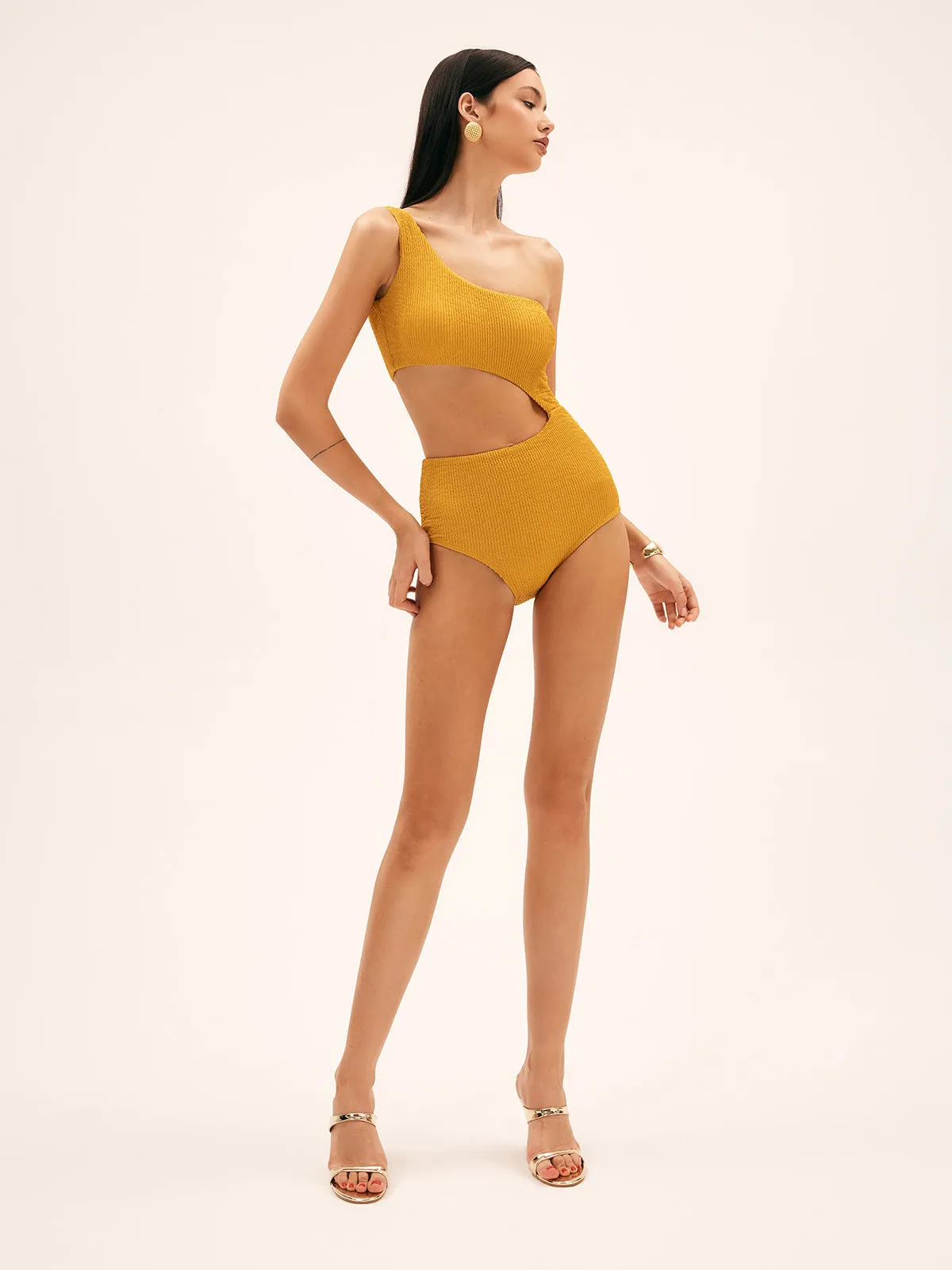Sunflower Asymmetrical Cutout One Piece Swimsuit sold by COMMENSE product image thumbnail 3