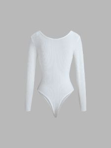 White Textured Bodysuit sold by COMMENSE