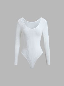 White Textured Bodysuit sold by COMMENSE