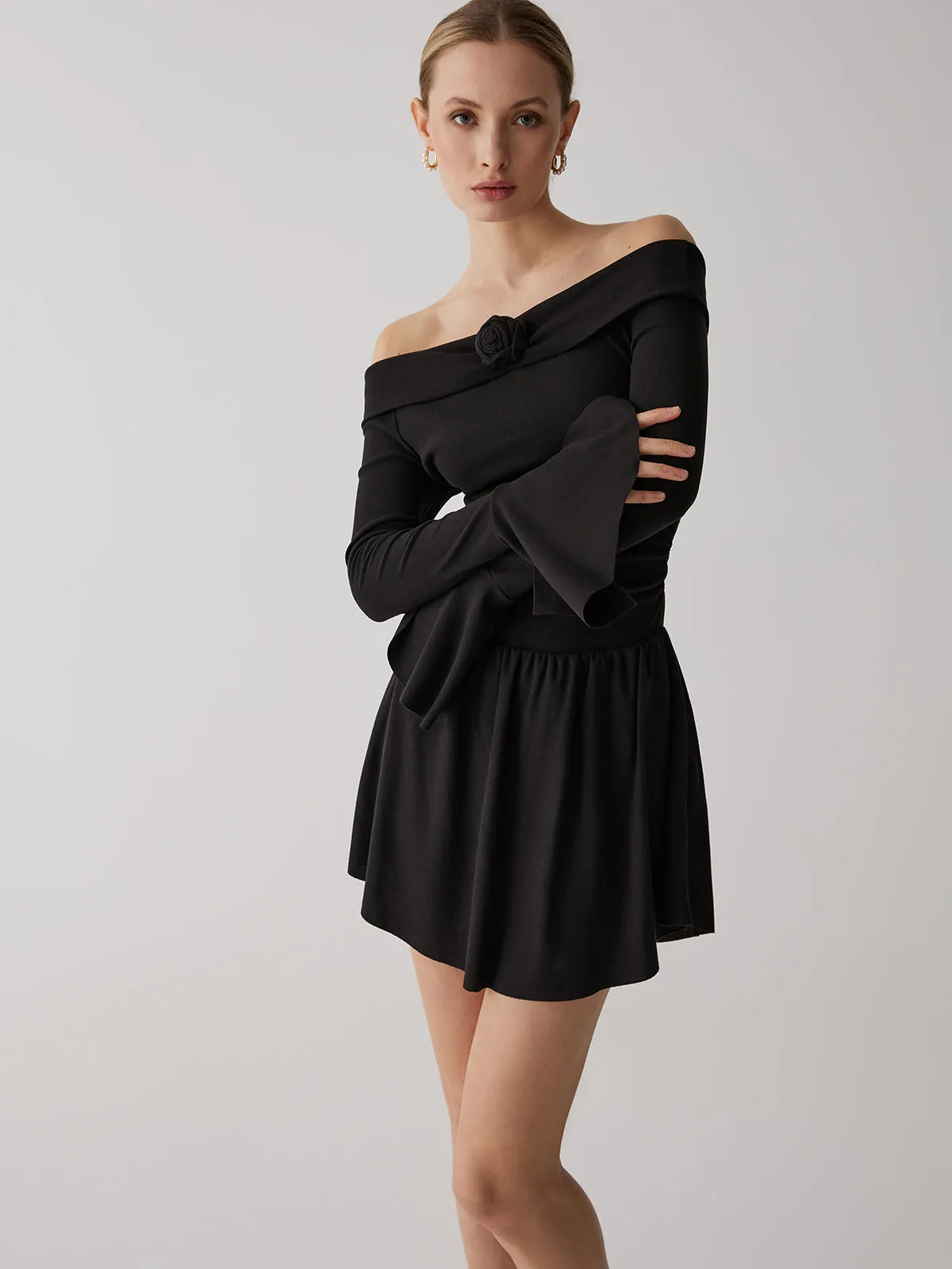 Pleated Off-Shoulder A-Line Short Dress sold by COMMENSE product image thumbnail 3