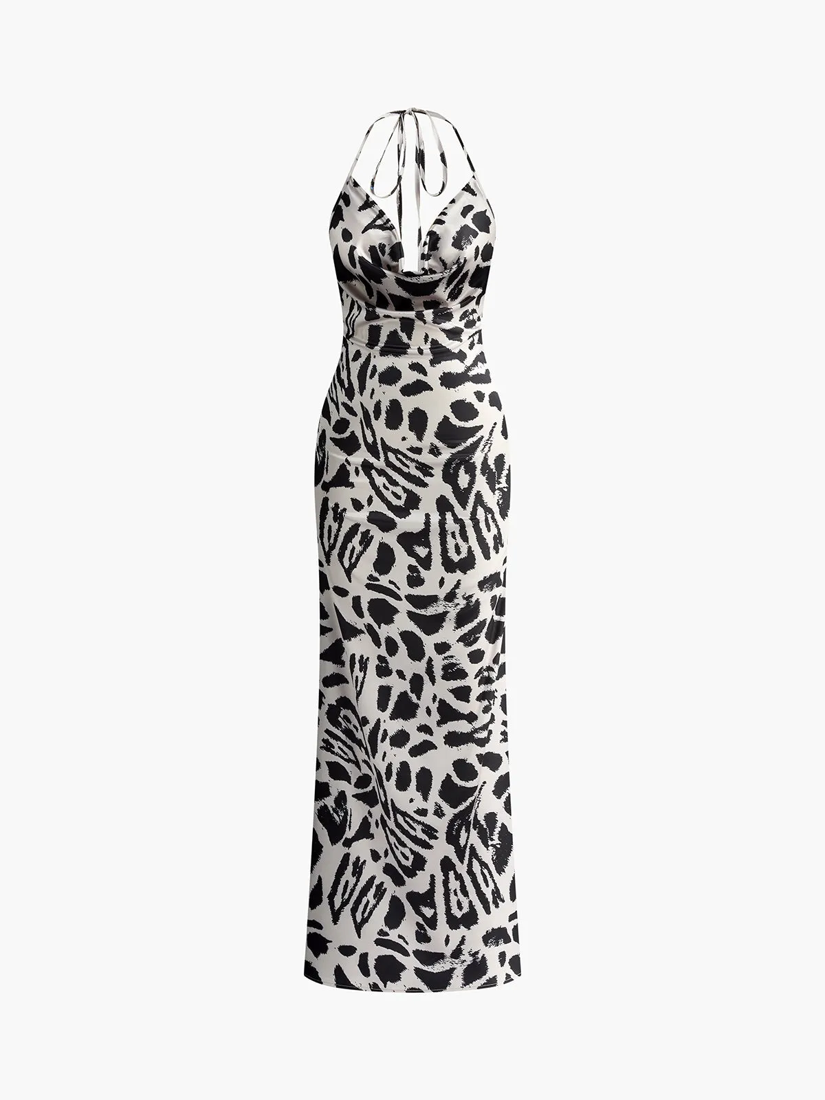 Leopard Print Cowl Neck Halter Long Dress sold by COMMENSE product image thumbnail 2