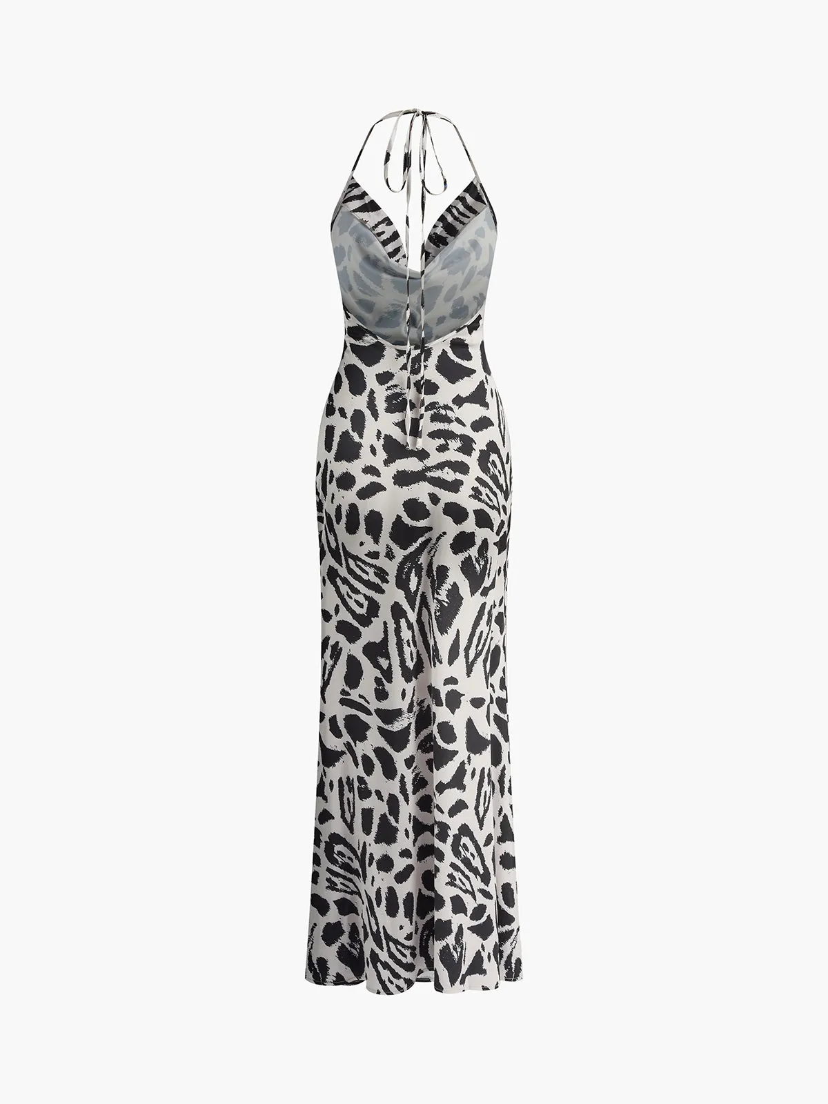 Leopard Print Cowl Neck Halter Long Dress sold by COMMENSE product image thumbnail 3