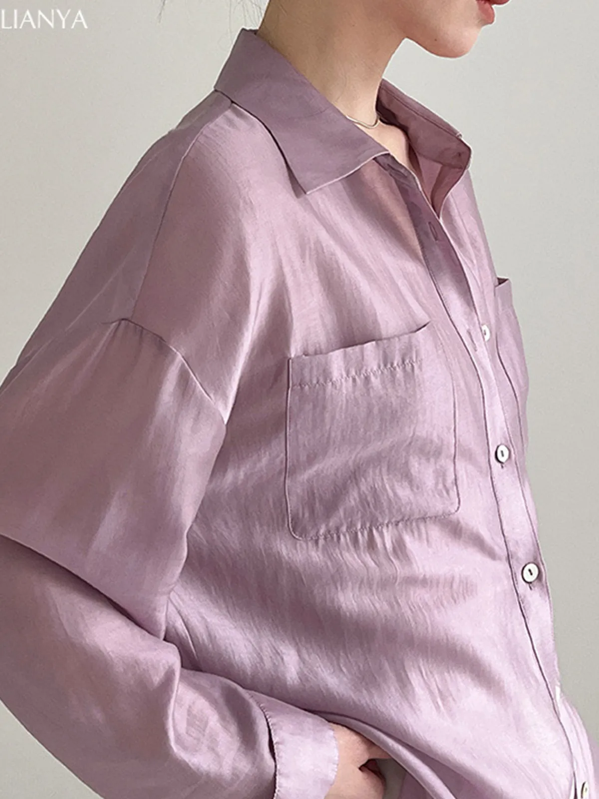 Lapel Draped Thin Shirt sold by COMMENSE product image thumbnail 4