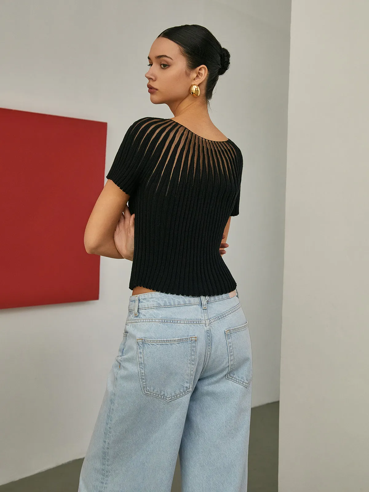 Plain Short Sleeve Knit Top sold by COMMENSE product image thumbnail 5