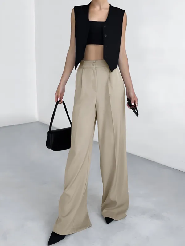 Pockets Wide Leg Pants sold by COMMENSE