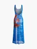 Slim Floral Backless Split Dress sold by COMMENSE