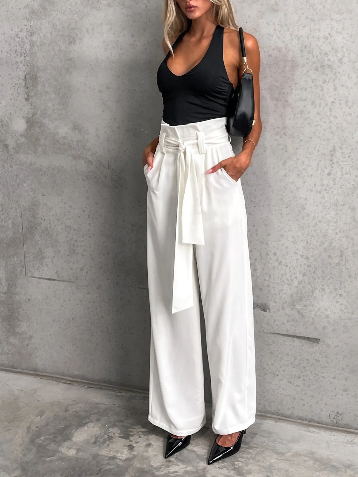 Minimalism Knotted Straight Leg Pants sold by COMMENSE