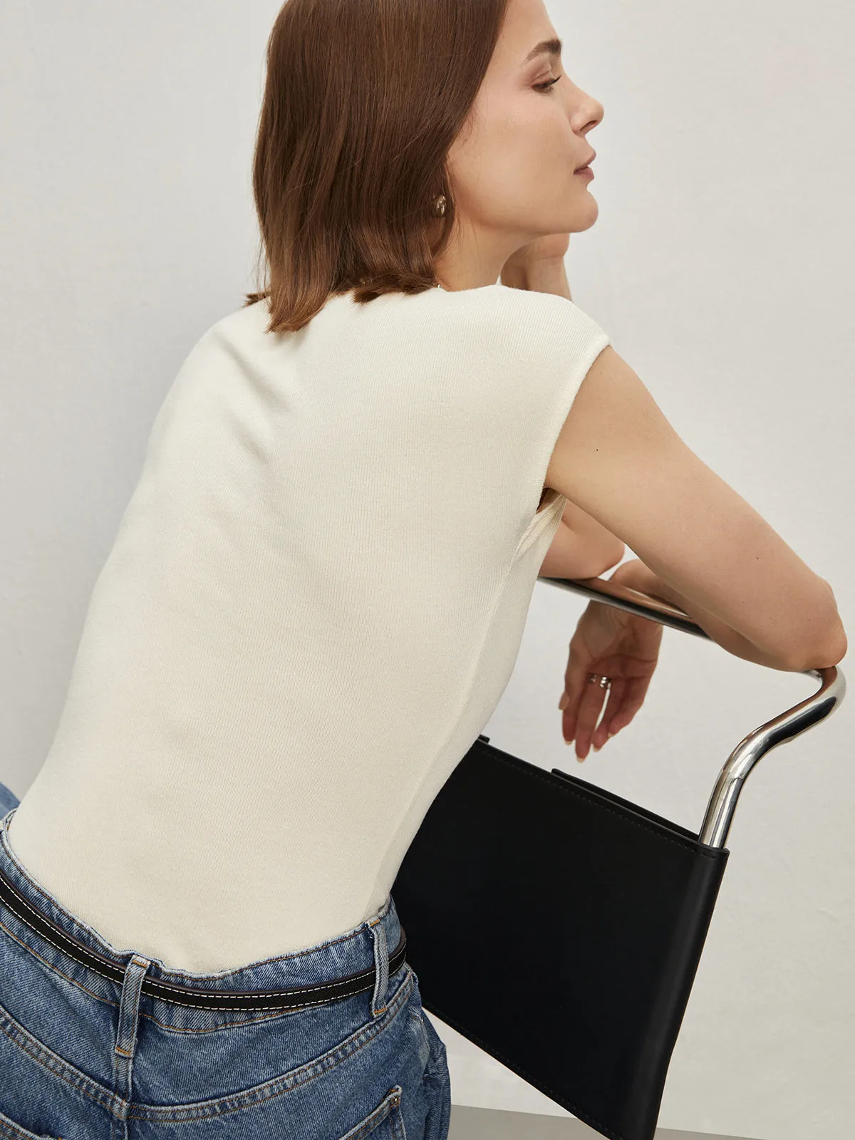 Semi-Sheer V-Neck T-Shirt sold by COMMENSE product image thumbnail 5