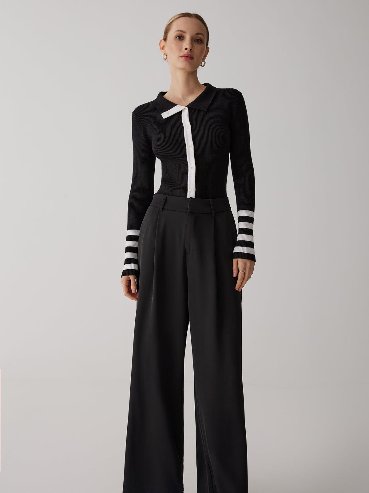 Contrast Trim Crop Knit Top sold by COMMENSE product image thumbnail 2