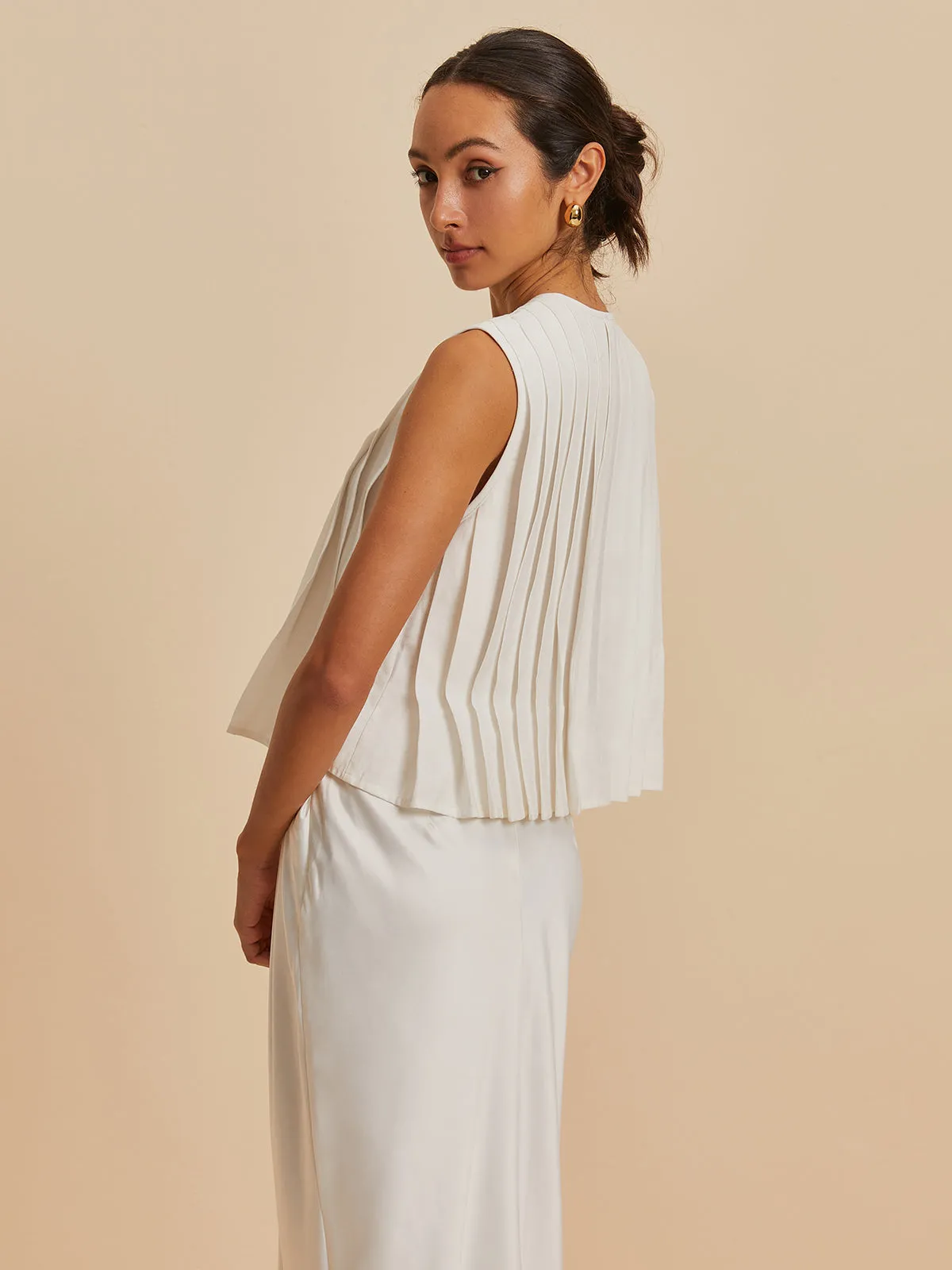 Pleated Knotted Sleeveless Blouse sold by COMMENSE product image thumbnail 3