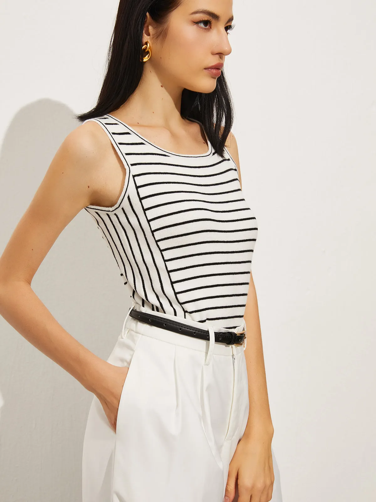 Stripe Stretch Sweater Vest sold by COMMENSE