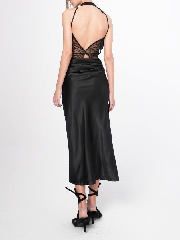 Butterfly Open Back Satin Midi Dress sold by COMMENSE product image thumbnail 3