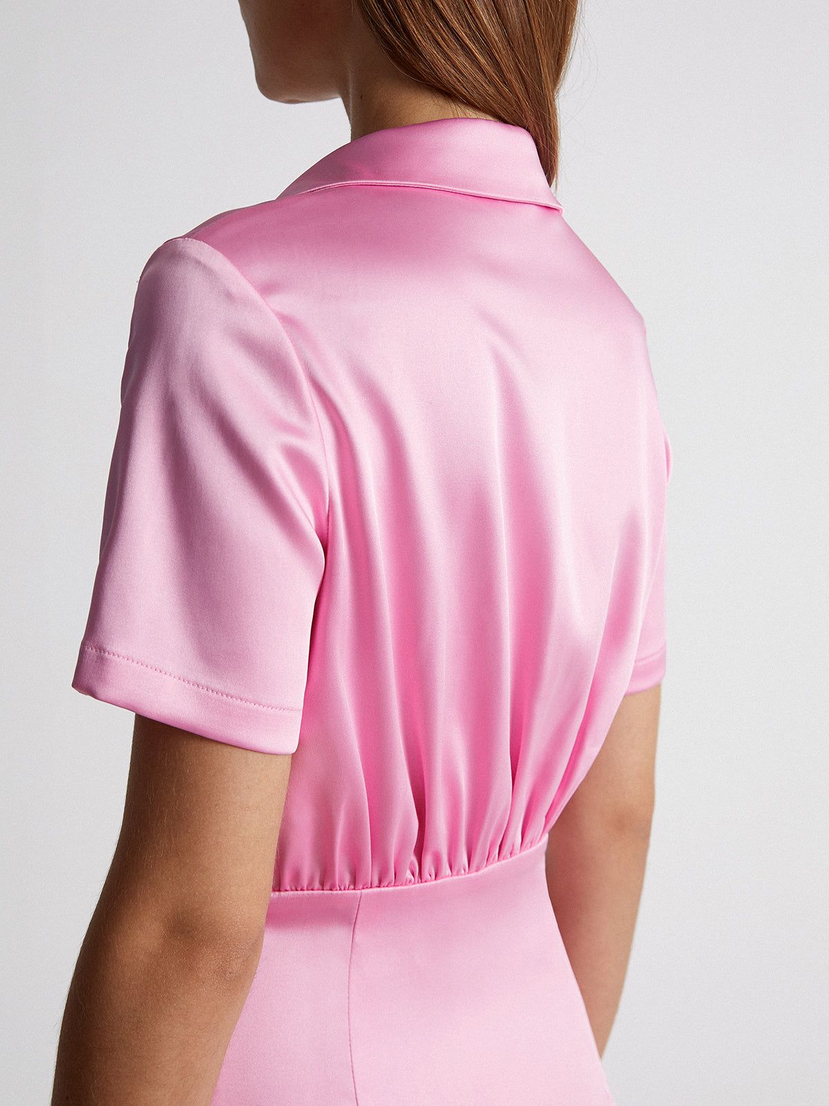 Short Sleeve Collared Wrap Mini Shirt Dress sold by COMMENSE product image thumbnail 6