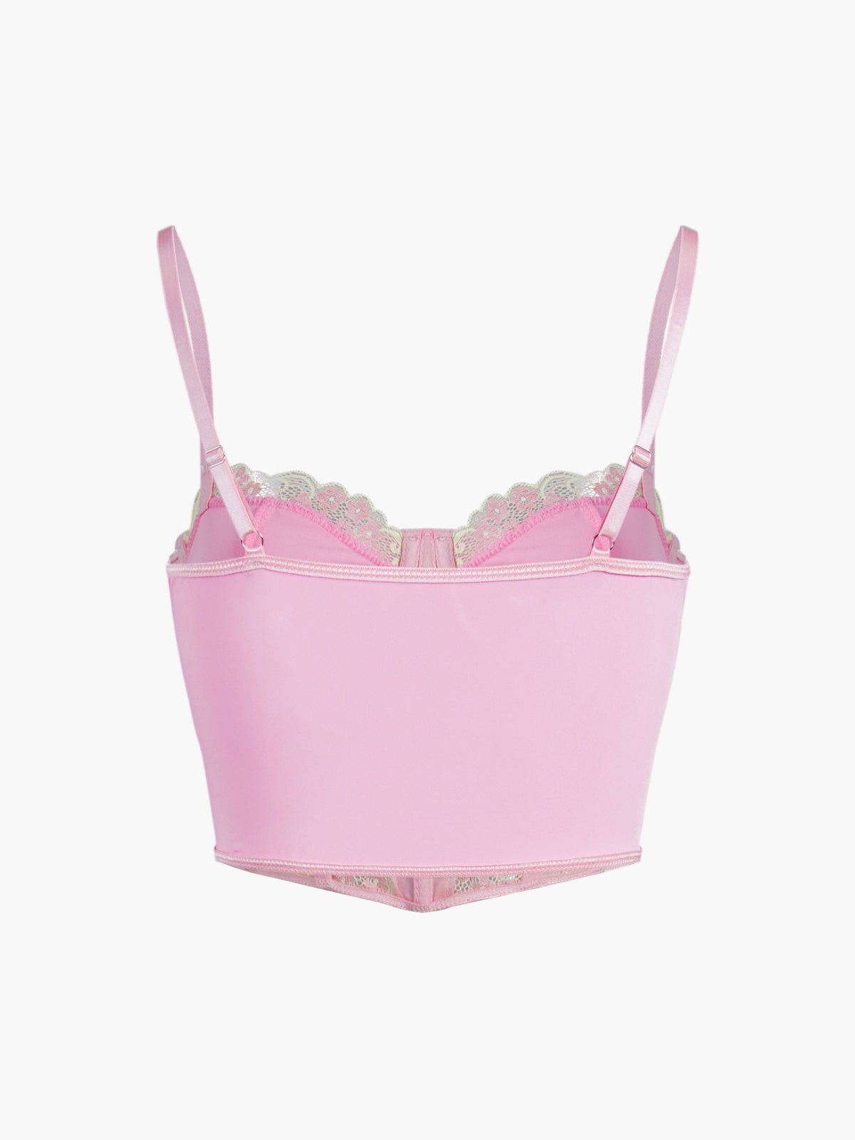 Pink Floral Lace Crop Corset sold by COMMENSE product image thumbnail 3