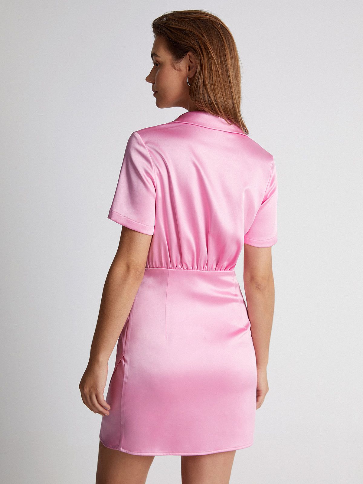 Short Sleeve Collared Wrap Mini Shirt Dress sold by COMMENSE product image thumbnail 5