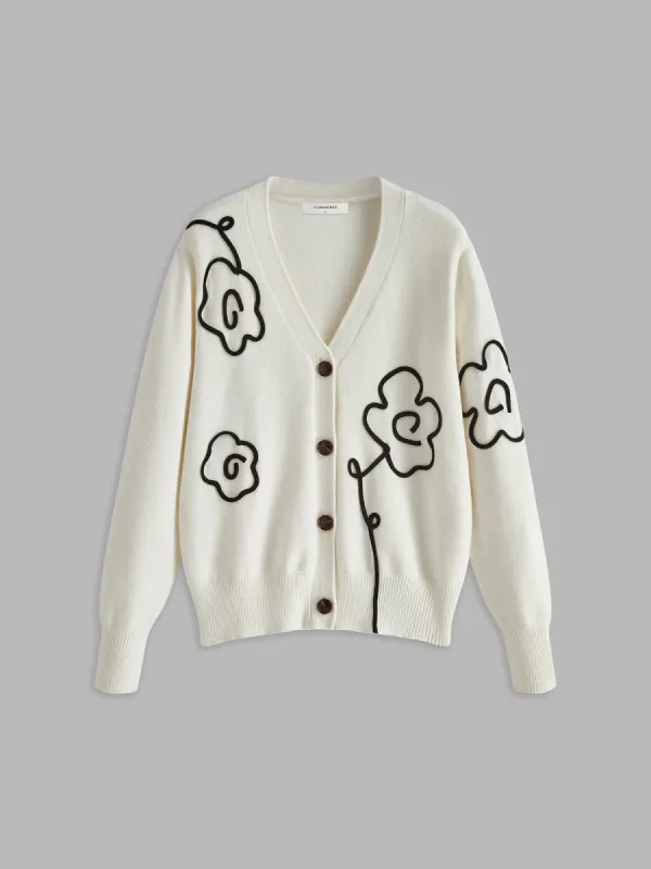 V-Neck Jacquard Button Knit Outerwear sold by COMMENSE
