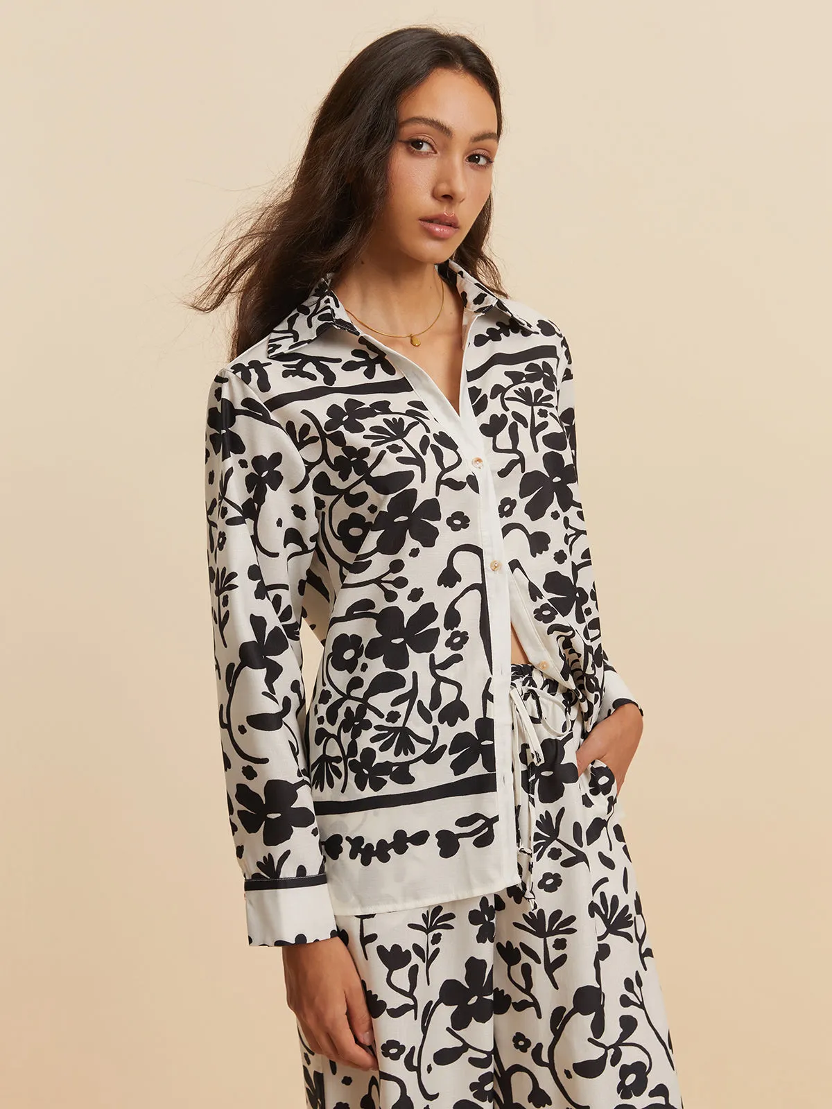 Print Drawstring Wide Leg Pants Set sold by COMMENSE product image thumbnail 3