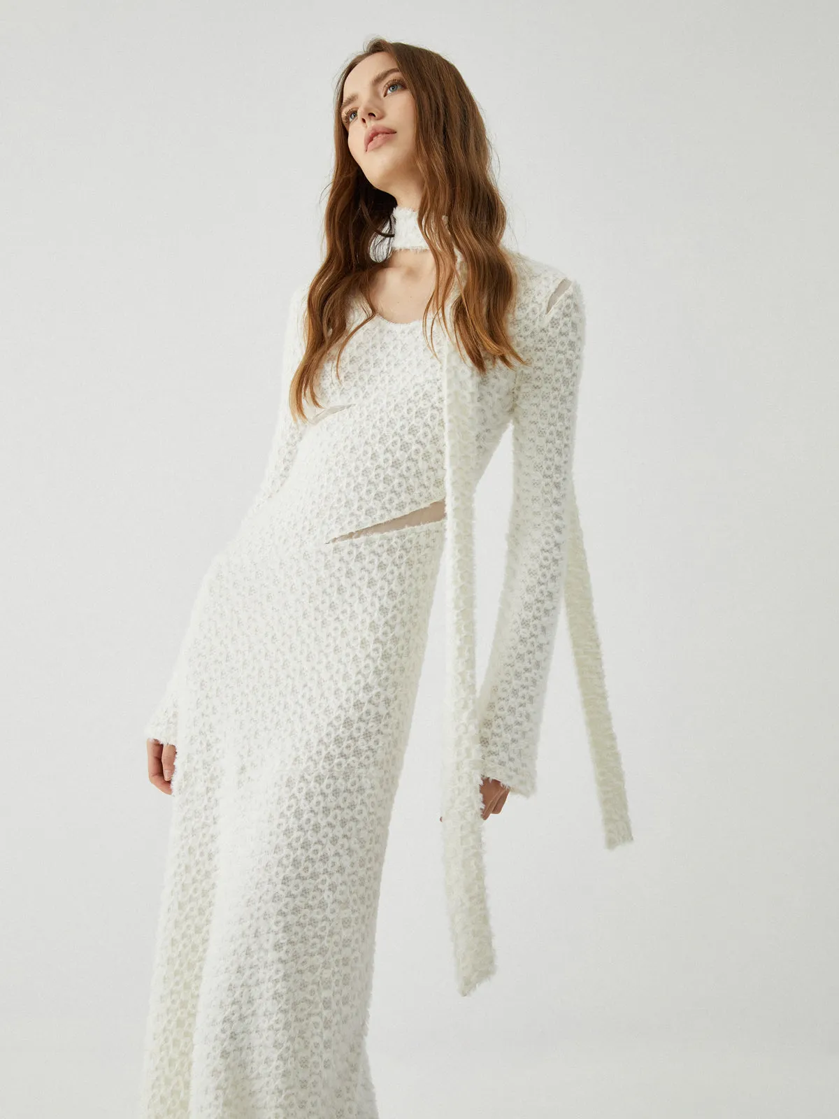 Jacquard Cut Out Long Dress sold by COMMENSE