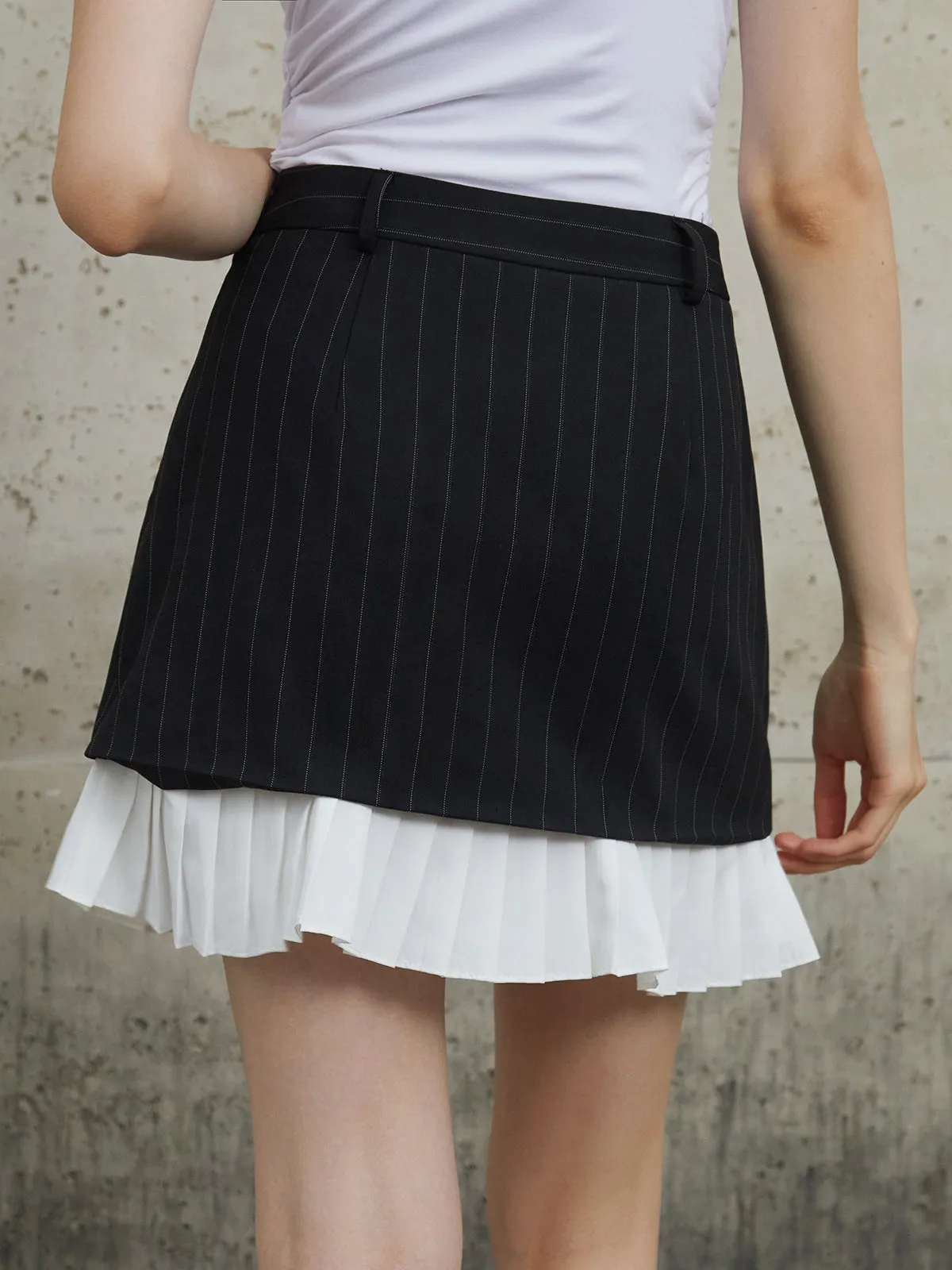 Striped Wrap Pleated Mini Skirt sold by COMMENSE product image thumbnail 4