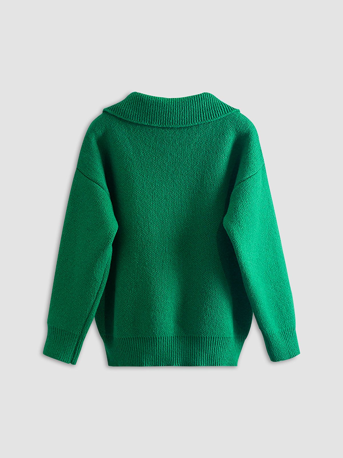 Solid Zip Collared Pullover Sweater sold by COMMENSE product image thumbnail 4